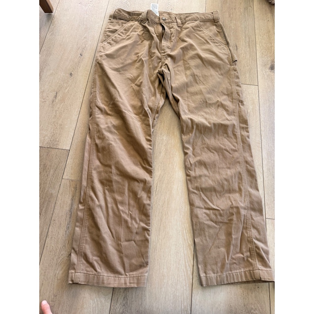 Carhartt Relaxed Fit Carpenter Pants Mens 40x32 Khaki Canvas Workwear #101